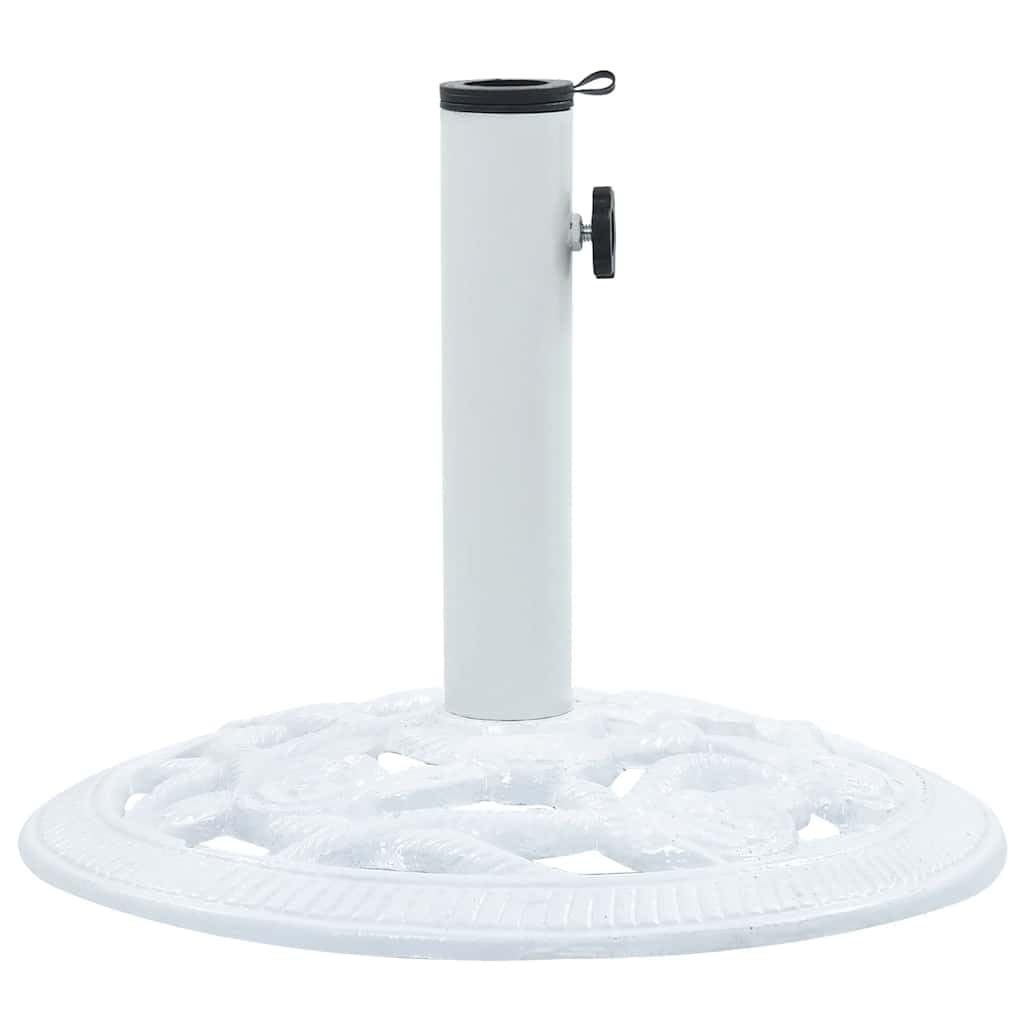 Cast Iron Umbrella Base Stand - White Patio Parasol Holder with Adapter, Decorative Scrollwork, Fits 1.3"/1.4"/1.8" Diameter Poles for Outdoor, Garden Stability