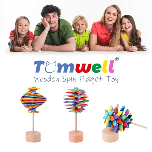 ieron Wooden Spin Lollipop Fidget Toys, Colorful Rainbow Tree Sensory Educational Toy Gifts for 3 4 5 +Year Old Kids - Image 3