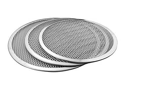 Set of 3 Pieces Multi Size Aluminum Pizza Screen 6,7 and 8 inches Diameter for Home Kitchen Restaurant Supplies, Color Silver