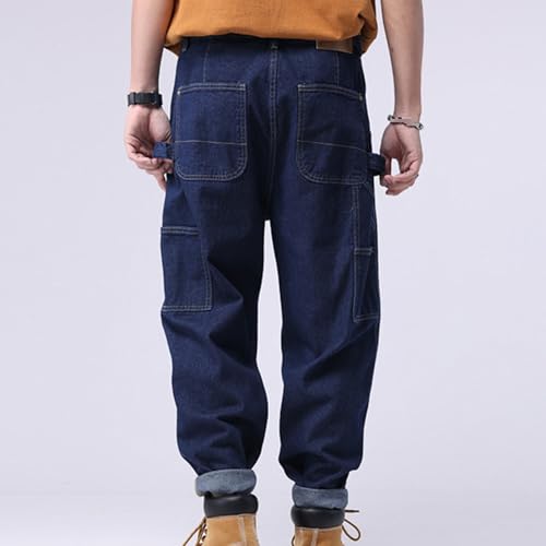 Men's Loose Zipper Cargopants Casual Fit Work Hiking Denim Jeans Outdoor Lightweight Tactical Pants3