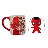 Miraculous Ladybug Mug with Plush Mini Toy, 12 oz. Ceramic Tea or Coffee Cup Gift