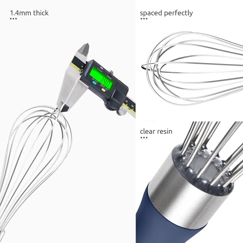 Image of U-Taste Wire Whisk for Cooking, 18 /10 Stainless Steel Wisk, S /Midnight Blue