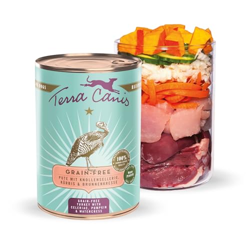 Terra Canis Pute, Sellerie, Kürbis & Brunnkresse - Getreidefreies Nassfutter, 400g I Premium Hundefutter in 100% Lebensmittelqualität Aller Rohstoffe I Reichhaltig, gesund & glutenfrei