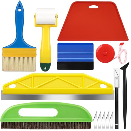 Image of WRAPXPERT Wallpaper Smoothing Tools, Wallpaper Tools for Peel and Stick, Tool Kits for Adhesive Contact Paper, Backsplash Tile, Window Film Installation, with Smoothing Brush, Wall Paper Paste Kit