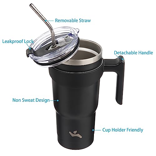 Image of Konokyo 20 oz Tumbler with Handle and Straw, Insulated Travel Mug