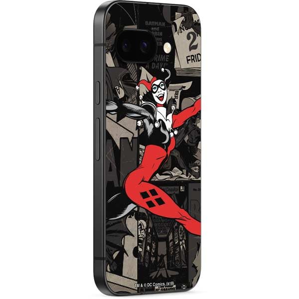Skinit Decal Phone Skin Compatible with Google Pixel 9a - Officially Licensed DC Comics Harley Quinn Vintage Action Pose Pattern Design
