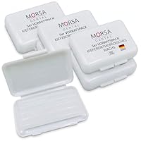 MORSA Dental Zahnspangenwachs 5er Set – 5 Dosen je 5 Streifen | Kieferorthopädisches Wachs | Dentalwachs transparent | 125 Jahre Expertise | ISO 13485 | Toxizität geprüft | Made in Germany