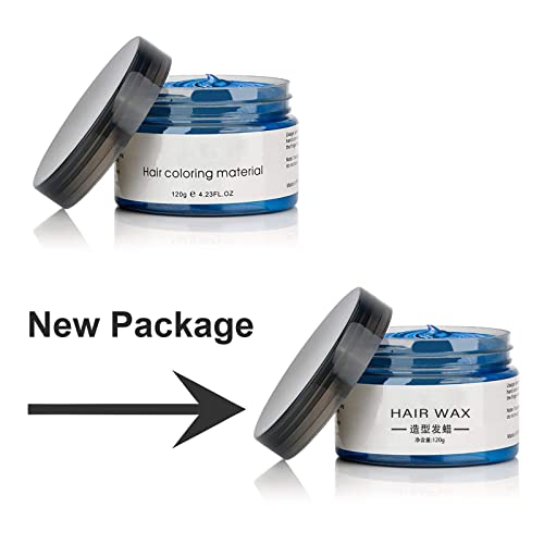 MOFAJANG Hair Coloring Wax, Blue Temporary Hairstyle Cream, Natural Hairstyle Color Pomade, Washable Hair Dye Styling Wax Cream Mud