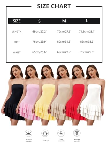 Women Strapless Mini Dress Summer Vacation Sexy Casual Bodycon Sundress Ruffle Tiered Flowy A-Line Tube Short Dresses4