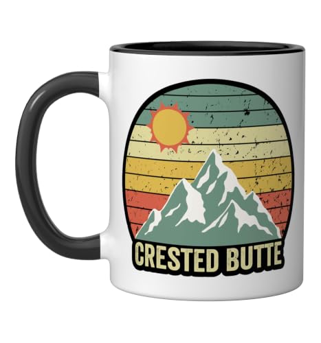 Crested Butte CO, Crested Butte Ceramic Mug, Black/White, 11oz