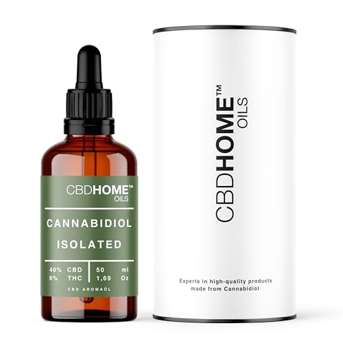 CBD HOME Oils - CBD Oil 40% FORTE 50 ml - Isolated - Aceite de Coco (MTC) y Cañamo Ecológico Enriquecido con 40% de CBD Puro y Omega 3-6-9. Aceite CBD Certificado 20.000 mg - Fabricado UE