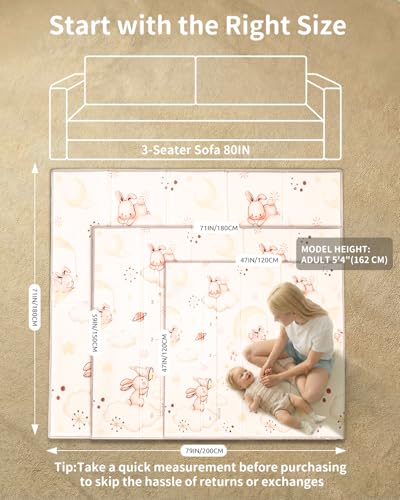 Baby Play Mat, 59x71 Inch Foldable Play Mats for Babies and Toddlers, Waterproof & Anti-Slip Portable Baby Floor Mat for Tummy Time, Baby Mat for Floor with Travel Bag - Image 6