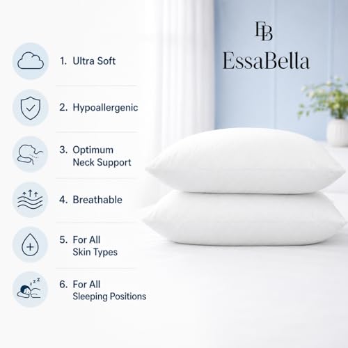Image of Comfort Nest Microfiber Plain Pillows, Set of 2, 16 x 24 Inch, Super Soft, 90 GSM, 40 x 60 cm - White
