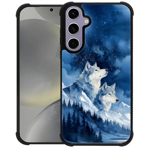Coque Samsung S24 S25 rigide loup et forêt pour smartphone