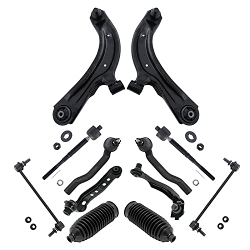 TRQ Front Steering & Suspension Kit Control Arm Link Control Arm with Ball Joint Steering Rack & Pinion Bellow Sway Bar Stabilizer Link Tie Rod Compatible with 2013-2019 Nissan Sentra