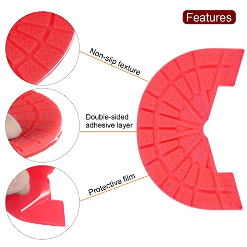 Image of HARFINGTON 1pair Shoe Sole Protector for Sneakers Size 7-8 Self-Adhesive Non Slip Pad Heel Plates Repair for Men and Women, Red