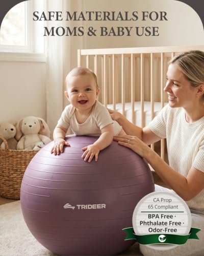 Image of Trideer Exercise Ball, Stability Yoga Ball for Physical Therapy, Active Sitting, Pregnancy & Birth Labor Prep, Core Strength, Balance Training, Posture Improvement and Daily Stretching, 55 /65 /75cm