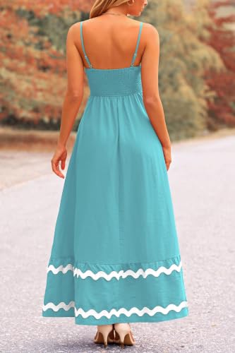 Image of PRETTYGARDEN Women's 2026 Summer Flowy Maxi Dress Casual Sleeveless Spaghetti Strap Ruffle Beach Long Dresses