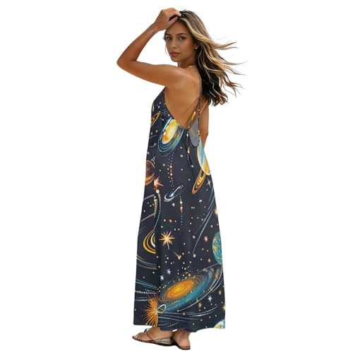 Robe dessin animé mignon à fines bretelles et dos nu d'été