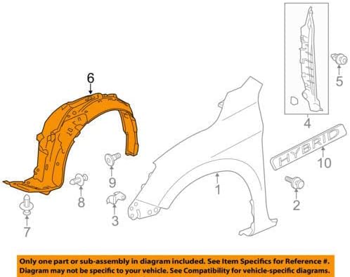 Miniatura 3 de Parts N Go Forro de guardabarros con clips para Accord Sedan 2016-2017 delantero derecho lado del pasajero HO1249157 74100T2AA01