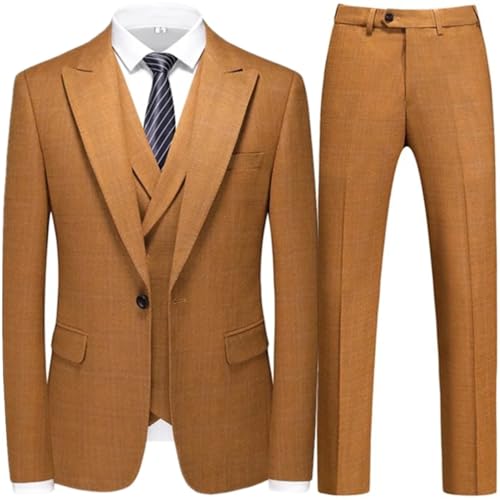 Men Boutique Business Plaid Striped Suit Vest Pants 3 Pcs Set Casual Dress Blazers Jacket Coat Trosers