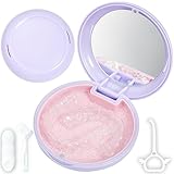 Gaboolo Retainer Case with Mirror,Slim Aligner Case with Vent Holes,Cute Dental Brace Box with Retainer Removal Tool and Brush (Purple Pink)