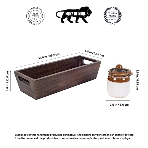 Image of AAKRITI ART CREATIONS Achaar Tray with Three Barnis | Ceramic Achar ki Barni & Mukhwas Box | Handcrafted Modern Art Storage Jar for Spice & Pickle | Traditional Achaar Barni for Kitchen