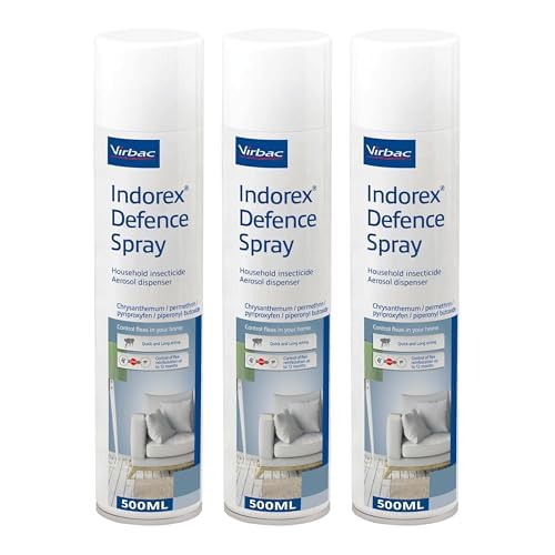 Virbac Indorex Defence Flea Spray for the Home | Kills Fleas | 3 x 500ml