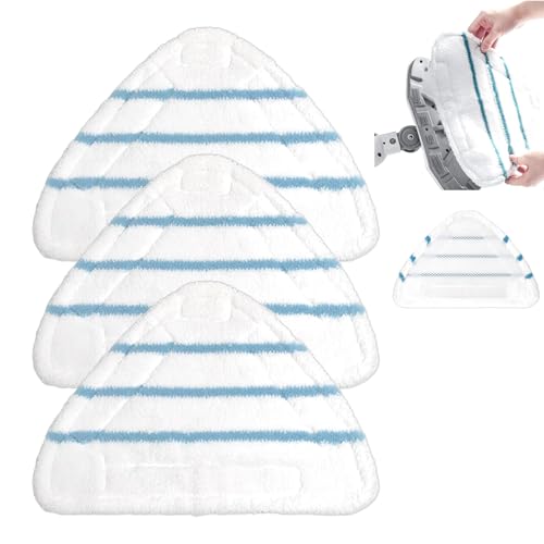 Scopa a Vapore Panni Ricambio Lavabile, 3 Pezzi Tampone di Ricambio per Scopa a Triangolo, Triangolare per Pulizia del Pavimento in Microfibra Pad Testa per Scopa A Vapore, Lavabile in Lavatrice