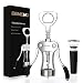 Beneno Wine Opener with Silicone Leak Proof Wine Vacuum Stopper, Zinc Alloy Premium Wing Corkscrew with Multifunctional Bottles Opener, Matte Black