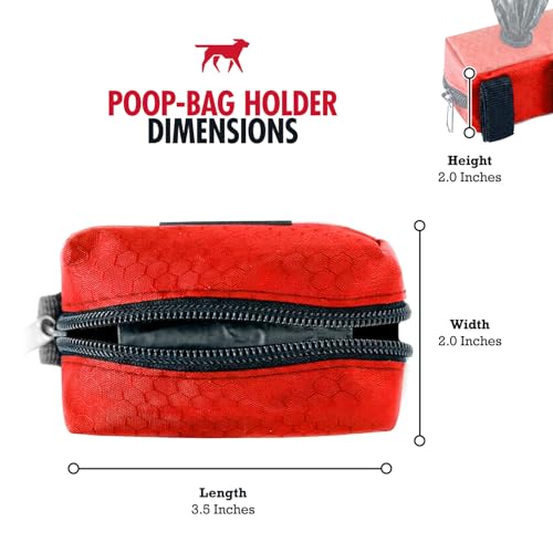 Image of Tuff Pupper Dog Poop Bag Holder | Works with Any Dog Leash | Zippered Waste Bag Dispenser | Waterproof with Rust-Proof Clip | Convenient Lightweight Design | Includes 2 Rolls of Leak-Proof Bags