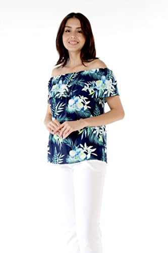 Image of Family Matching Hawaiian Clothes, Orchid Breeze Navy | Lightweight 100% rayon • Family matching outfits • Beach vacations • Luaus • Cruises • Family photos