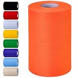 Orange Tulle Fabric Rolls 6 Inch by 100 Yards (300 feet) Tulle Roll Spool Fabric for DIY Tutu Skirt Baby Shower Birthday Party Wedding Decorations Christmas Craft Supplies (Orange)