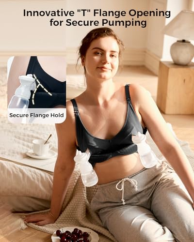 Image of Momcozy Hands-Free Pumping Bra, Breathable Tencel Fabric Breast Pump Bra | Stable hands-free pumping with 300+ air holes for 80% more breathability and eco-friendly plant fibers for all-day support