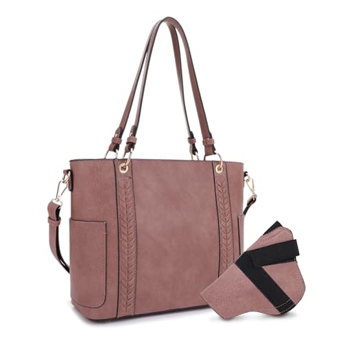 Image of JESSIE & JAMES | Austin Whipstitching Concealed Carry Tote Bag with Lock and Key, Top Handle CCW Purse | Whipstitching, Concealed Carry, with Lock and Key, Top Handle, CCW