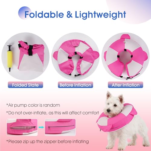 Image of Inflatable Dog Cone for Small Dogs- Adjustable Neck Recovery ECollar,Lightweight Donut Collar After Surgery Anti-Licking & Biting,Waterproof Easy to Clean (Pink,M)