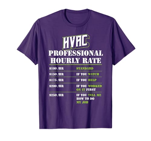 HVAC Tech Hourly Rate AC Repair T-Shirt
