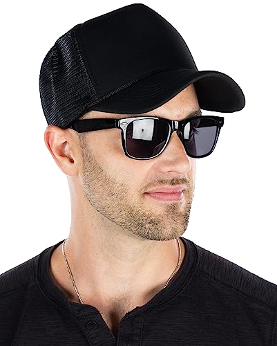 Image of Funky Junque Foam Trucker Hat, Trucker Hats for Women & Men - Blank Adjustable Snapback Mesh Back Baseball Cap