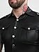 Mens PU Faux Leather Shirt Punk Style Short Sleeve Streetwear Fashion Urban Shacket Tops Black XS