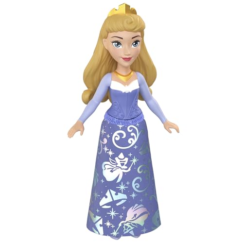 Image of Disney Princess Aurora Posable Small Doll in Shiny Outfit with Removable Skirt, Inspired by Movie