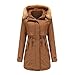 LUONE Cappotto di Cotone da Donna, Cappello Rimovibile con Colletto di Pelliccia Staccabile più più più Giacca Fleece Giacca INVERSA ASSERVA ASSERVATA Giacca Passa Pelle LINEDA,Camel,4XL