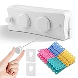 Retractable Clothesline, Non-Sagging Adjustable Knob Heavy-Duty Clothes Line Retracting Indoor/Outdoor, 16.7 Ft Stainless Steel Wire Double Cloth Lines, Hanging Clothes line for Balcony, Courtyards