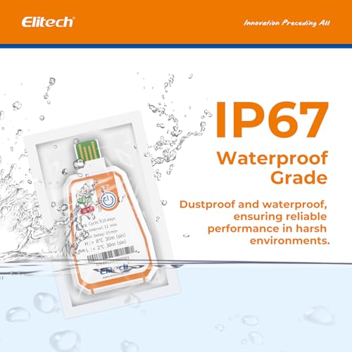 Elitech 30 Pack RC-17 Einweg-Temperaturlogger USB 180 Tage Daueraufzeichnung 16000 Datensätze für Lebensmittel Medikamente & Impfstoff-Kühlketten Alarmfunktion,IP67 Wasserschutz