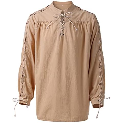 Camisa de Manga Larga para Hombre Medieval renacentista vikinga Pirata Cover