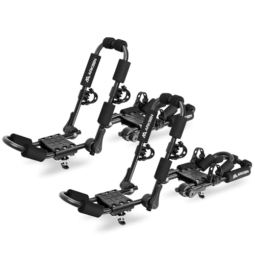 ARKSEN 2 Pair Universal Folding Kayak Roof Rack Heavy Duty Adjustable J-Bar Kayak and Canoe Carrier for Cars, SUVs, and Trucks Racks Only