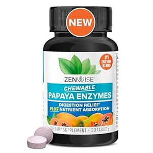 Zenwise Health Papaya Digestive Enzymes with Bromelain for Digestive Health and Bloating Relief for Women and Men, Chewable Enzymes for Digestion and Gut Health – 30 Count