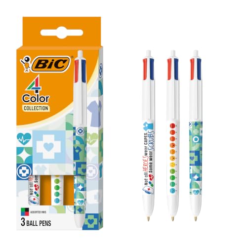 BIC 4-Color Multicolor Ballpoint Pens, 1.0 mm, Healthcare Designs, 3-Count - image 1