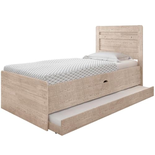 Cama Baú Solteiro Larissa Amarula com Auxiliar