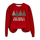 Generisch Damen Sweatshirt für die Schwangerschaft mit Weihnachts-Motiv - Umstandspullover mit lustigem Spruch | Festliches Oberteil für werdende Mütter
