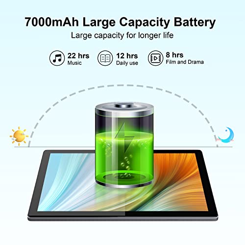 BYYBUO 10,1 Zoll Android 12 Tablet, Octa-Core 2,0 GHz-Prozessor, neues Upgrade Smartpad Tablet 7000mah, 4G RAM+ 64 GB ROM, erweitert auf 512 GB, 1920x1200 Auflösung, Grau Tablets Prime 2023 – Bild 7